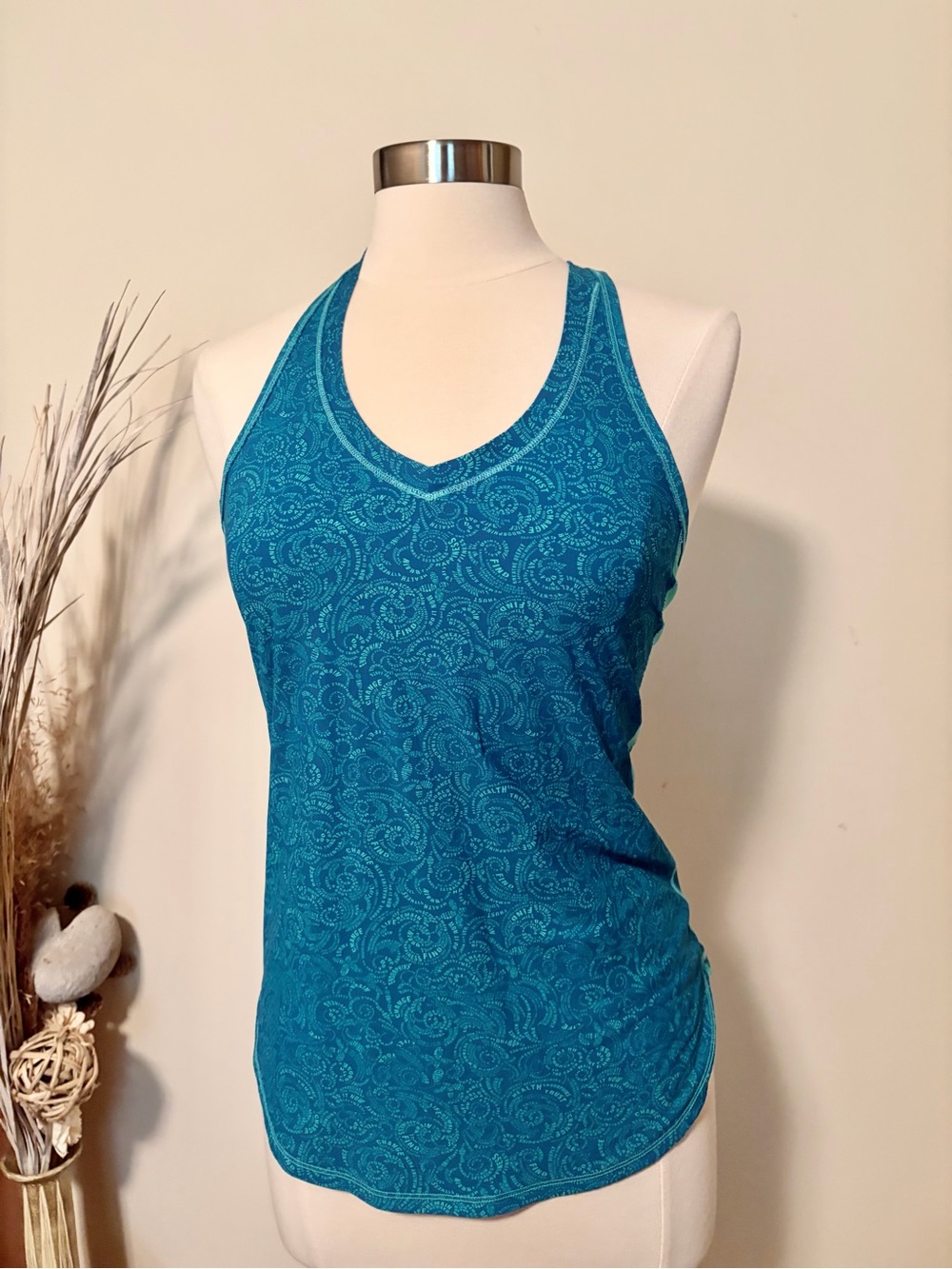 lululemon athletica Teal & Light Teal Patterned Muscle Tank